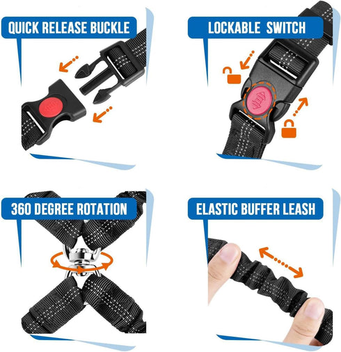 KOOK UDU Dog Seat Belt for Car, Dual Pet Vehicle Headrest Restraint Safety Seatbelt,Two Dog Leash No Tangle Dog Car