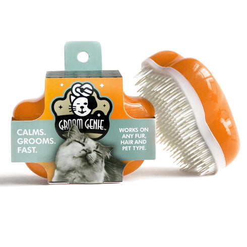 Small 4" Dog Pet Hair Massaging Brush Grooming Tool for Cats, Dogs, Long or Short Hair, Tangerine Orange