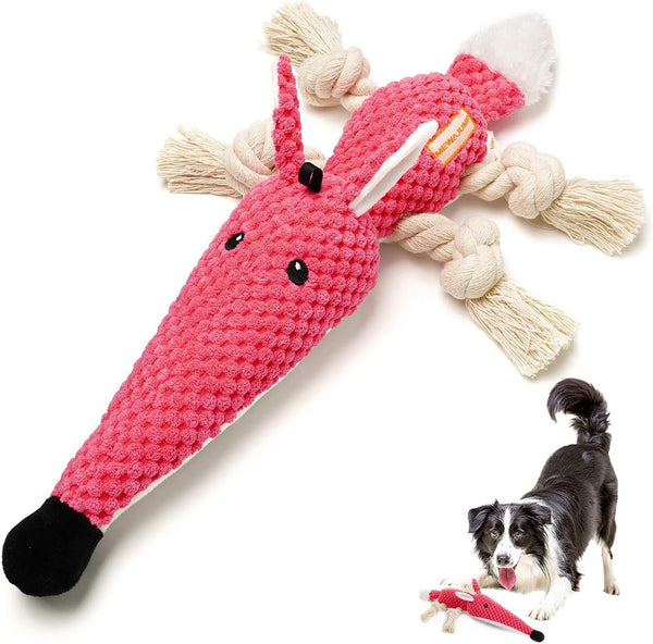 KOL Plush Dog Toy - Squeaky Interactive Chew Toy for Small and Medium Dogs, Mouse Shape