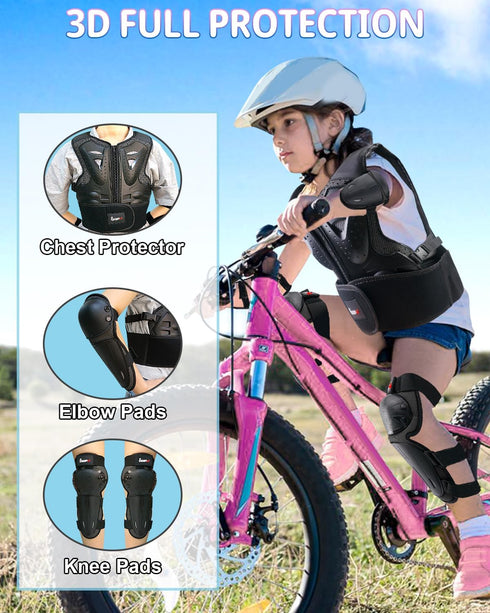 StarknightMT Kids Motorcycle Armor Suit - Youth Riding Protective Gear Chest Protector for Dirt Bike, Black