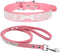 Cute Dazzling Soft Suede Leather Bling Rhinestone Pet Collar and Leash Combo Set (XS, Neck 8-10, Pink-3)