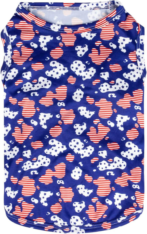 CuteBone 4th of July Dog Shirts 2-Pack, Soft Pet Clothes, Breathable Summer Vest for Small Puppy and Cat Apparel