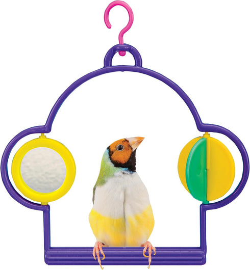 Finches, PENN-PLAX Bird Swing with Mirror and Spinner Toy Attaches to Wire Birdcages Great for Parakeets, and Other