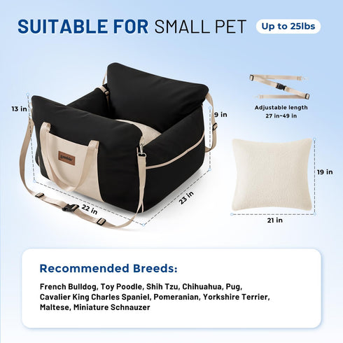 25 lbs, 2 ZOMISIA Dog Car Seat for Small Dogs - Waterproof Pet Booster Seat for Car with Clip-On Safety Leash, Soft