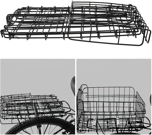Commuting DOITOOL Foldable Bike Basket Rear Rack Storage Gadget Thickened Wire Mesh Bicycle Cargo Holder