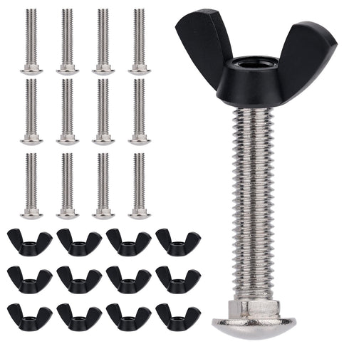 Pet Carrier Fasteners, 12pcs M6 Stainless Steel Replacement Bolts and Plastic Butterfly Nuts for Pet Boxes