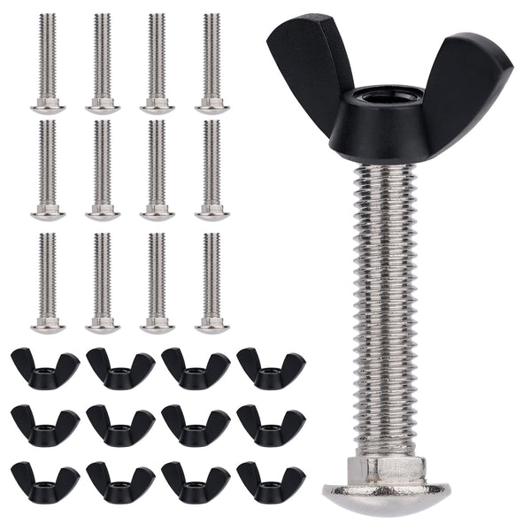 Pet Carrier Fasteners, 12pcs M6 Stainless Steel Replacement Bolts and Plastic Butterfly Nuts for Pet Boxes