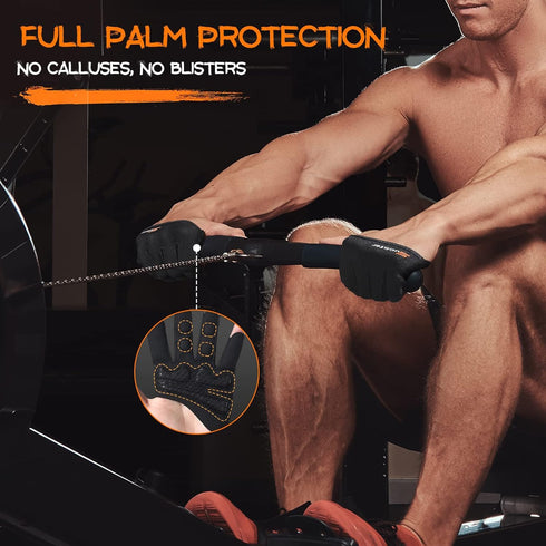 SueStar 3/4 Partial Weight Lifting Gloves, Finger Workout Gloves for Men Women, Full Palm Protection & Silicone Grip