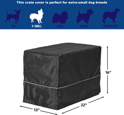 MidWest Homes for Pets XS Dog Crate Cover, Black Polyester, Fits Most 22-inch Crates