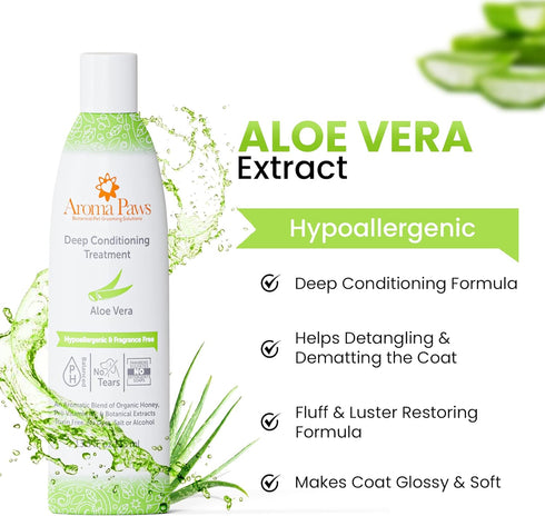 Deep Conditioning Treatment for Dogs, Detangling Conditioner with Aloe Vera Extract, Fragrance-Free