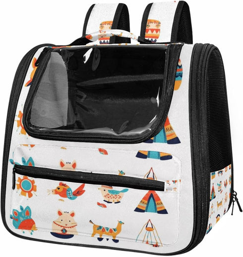 Bohemian Baby Icons Cat Backpack Carrier, Breathable Cat Carrier Large Space Bubble