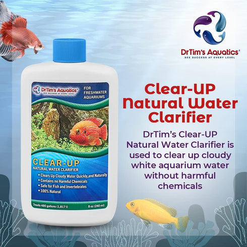 Dr.Tim’s Aquatics Freshwater Clear-UP Natural Water Clarifier, Eco-Friendly Solution for Fish Tanks, 8 Oz.
