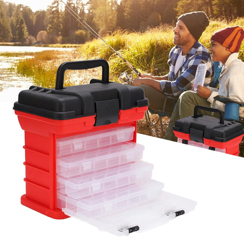 Fishing Tackle Box Kit Multifunctional Portable 4 Layer Fishing Tackle Box with Handle for Tools