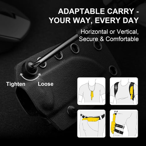 2.57" D2 G10 1094M2 Kizer Drop Bear Fixed Blade Knife, Satin Blade EDC Camping Knife with Black Handle and Hidden