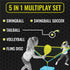 Swingball 5 in 1 Game Set - Includes Soccer, Volleyball, Tailball, and Tennis for Outdoor Fun