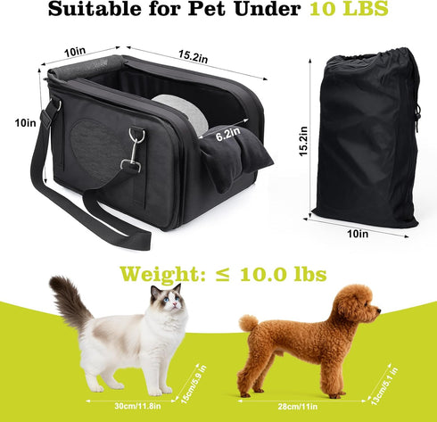 3 1 15lbs) in Cat Car Seat for Center Console Portable Carrier for Shoulder Handle Car, Foldable Pet Armrest Booster