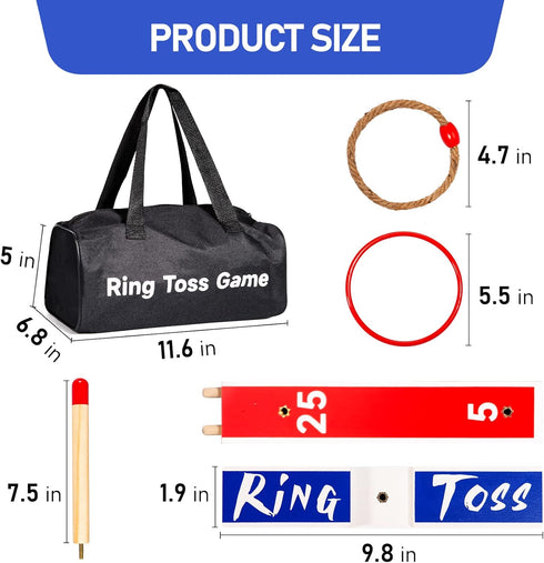 10 10 Ropes,1 Indoor Outdoor Toys Games Upgraded Large Wooden Ring Toss Game Yard Games for Kids, Lawn Outdoor Games