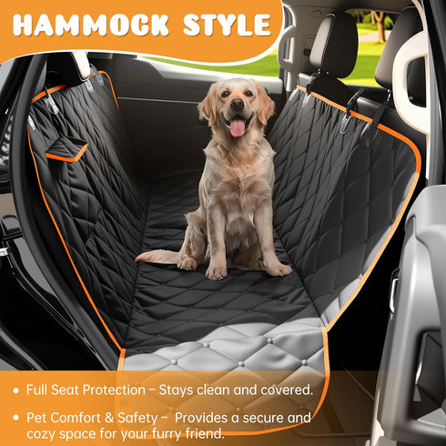 100% 600D (54" 59" Dog Car Seat Cover for Back Seat Waterproof, Long-Lasting and Soft Nonslip Backseat Cover for Cars