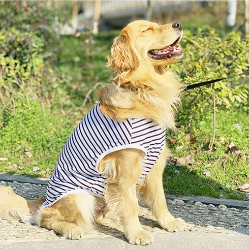 ANIAC Summer Dog Shirt for Medium Dog, Striped T-Shirt, White Basic Tank Top, Sleeveless Vest, Spring Pet Clothes