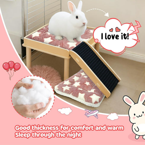 2 Pack 10 13 Inch Bunny Bed - x Rabbit Pee Pads Bedding - Washable and Thickness Upgrade(Pink,M)