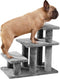 Pawque Dog Stairs for Small Dogs - Stable Pet Steps with High-Strength Boards, 3 Steps, Grey