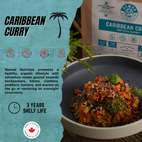Backpacking 56g 2 Pack Nomad Nutrition Caribbean Curry | Instant Freeze Dried & Camping Food | Plant-Based, Non-GMO