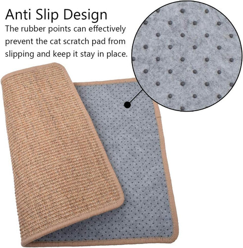 Cat Scratch Pad, Natural Sisal Cat Scratcher Mat, Anti-Slip Sleeping Carpet for Grinding Claws and Protecting