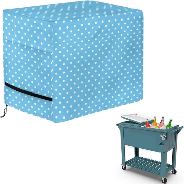 Noprintge Dots Print Blue Waterproof Rolling Cooler Cart Cover Fits Most Patio Ice