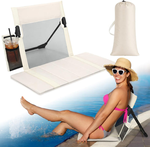 Novabright 1 Pcs Extra Large Foldable Pool Chair with Mesh Backrest Portable Camping