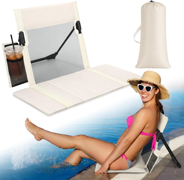 Novabright 1 Pcs Extra Large Foldable Pool Chair with Mesh Backrest Portable Camping