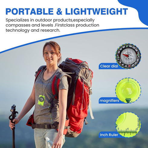 Trcosenp Backpacking, Orienteering Compass, Hiking Survival Compas, Compasses Kids for Magnetic Camping Compas Small