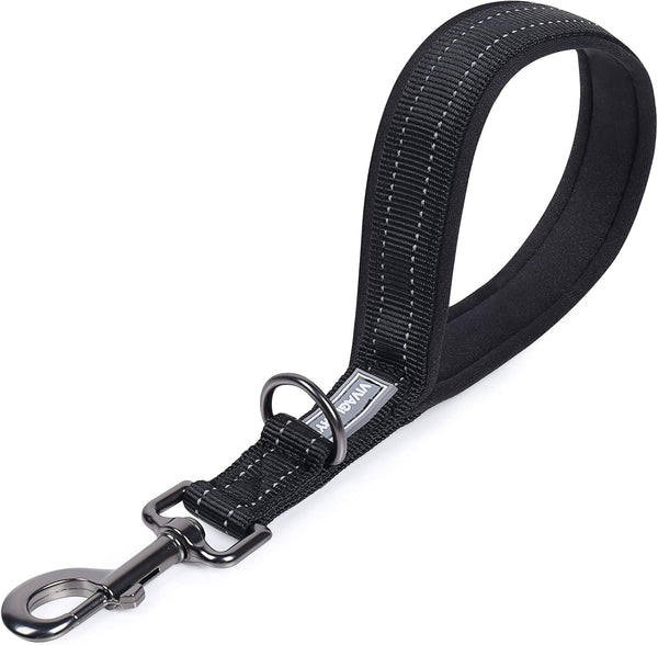 VIVAGLORY Short Dog Leash, 12INCH Traffic Leash for Medium & Large Dogs, Short Training Leash, Black