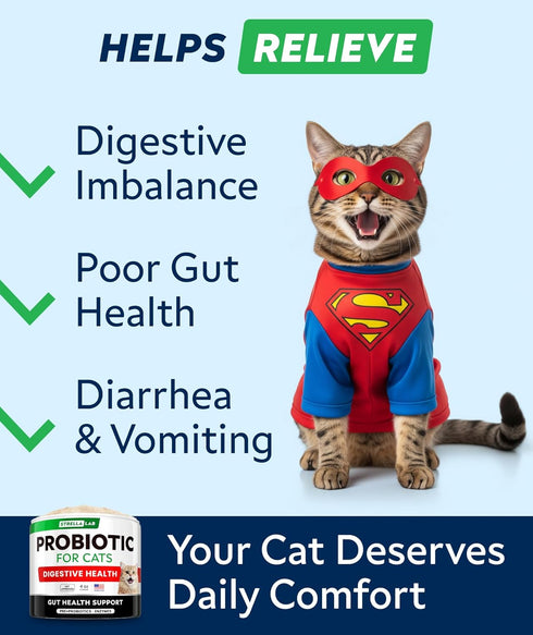 StrellaLab Cat Probiotic Powder, Easy to Mix Digestive Support for Indoor Cats, Health Supplies Food Supplement, 4 oz