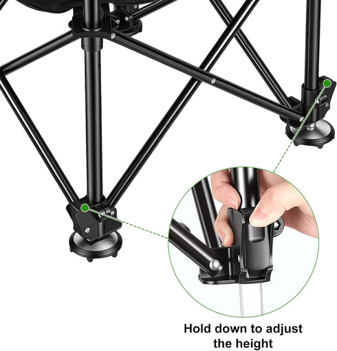 220lbs Folding Fishing Chair with Complete Accessories, Load Capacity, Portable Fishing Chair with Non-Slip Foot Pads