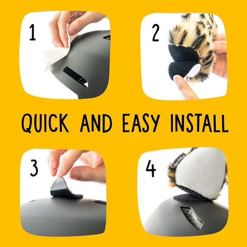 Leopard Helmet Accessories with Sticky Hook & Loop Fastener, Helmet CAT Ears/Covers for Kids and Adults