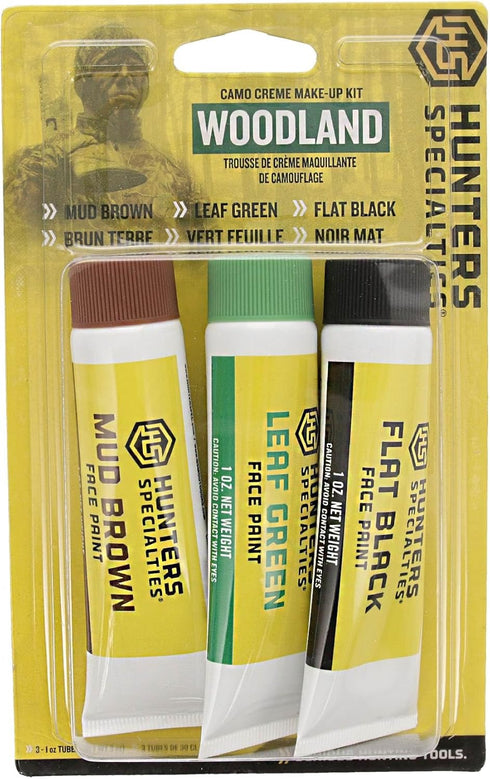 Hunters Specialties Woodland Camo Kit, Long-Lasting Easy-to-Use Concealment Camo Creme Tube Makeup for Hunting