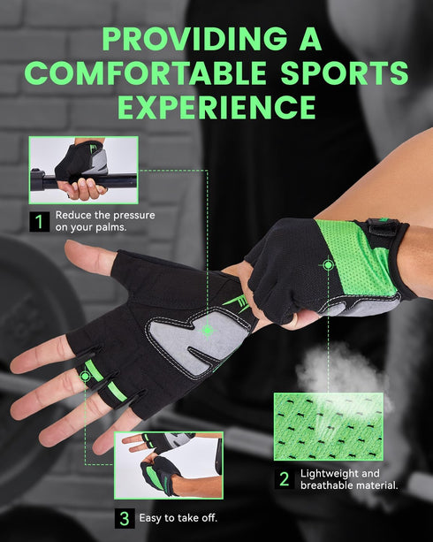 Breathable Workout Gloves for Weight Lifting, Gym & Cycling Lightweight Fingerless Training Gloves with Enhanced Grip