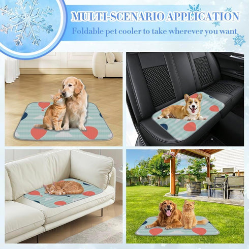 imiBBWQu Summer 27" 22" Dog Cooling Mat Hot Balloon Clouds Orange Water Cooler Mat Washable Dog Cooling Pad Beds Extra