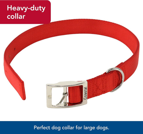 Coastal Pet - Double-Ply Dog Collar, 1" x 22", Bright Pink