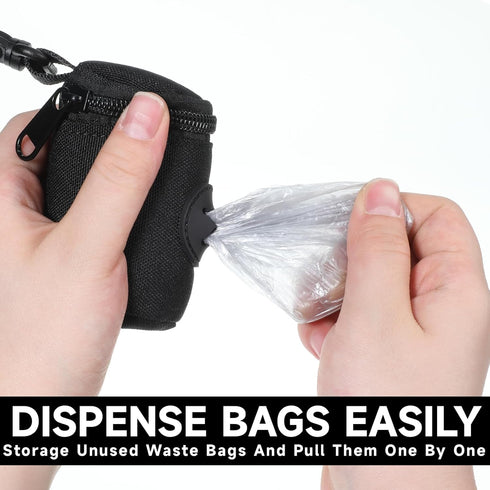 Vin Beauty Dog Poop Bag Holder for Leash, Durable Fabric Poop Bag Dispenser with Zipper, Soft Pet Waste Bags Pouch