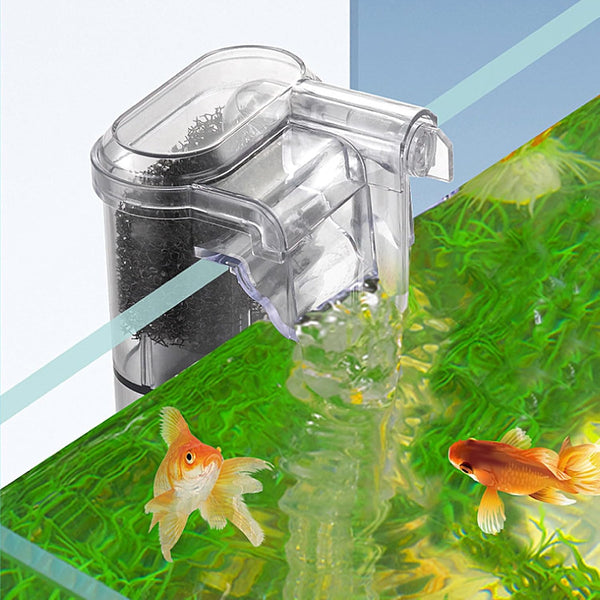 Petta Slim Aquarium Filter | Quiet Hang on Back Filter for 3 Gal Aquariums with Adjustable Flow and Pre-Filter Sponge