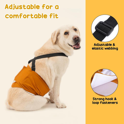 3 Pack Avont Male Dog Belly Band with Suspenders, Reusable Boy Doggie Diaper with Harness, Escape Proof, Non-Slip