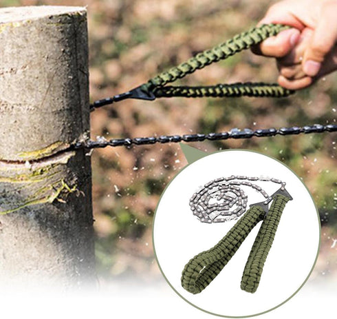 Pocket Chainsaw with Paracord Handle, 24inch 11teeth Rope Saw for Emergency Outdoor Survival Gear, Best for Camping
