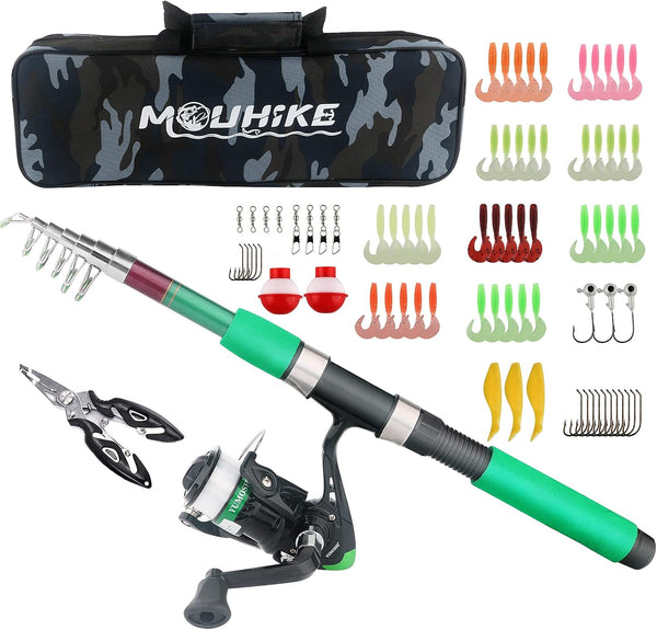 Telescopic Fishing Pole Reel Combo, Ultralight Fishing Rod Spinning Reel with Tackle Bag