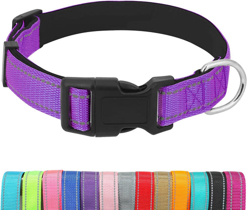 Adjustable Dog Collars for Medium Dogs, Heavy Duty Waterproof with Quick Release Buckle, Reflective Nylon Collar (M,