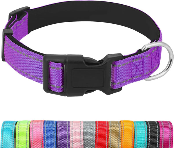 Adjustable Dog Collars for Medium Dogs, Heavy Duty Waterproof with Quick Release Buckle, Reflective Nylon Collar (M,