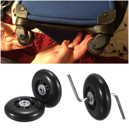 OwnMy 80mm x 23mm Luggage Wheels Replacement Set of 2, Mute Suitcase Replacement Wheels with Black Screws
