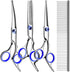 Professional Dog Grooming Scissors Kit, Titanium Coated 5 in 1 Grooming Shears for Dogs and Cats at Home