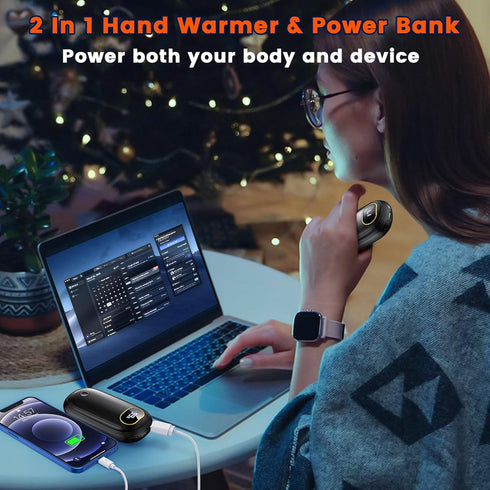 Hand Warmers Rechargeable, 14000mAh Electric Hand Warmer 2 Pack, Dual-Sided Heating, USB-C Portable Heater