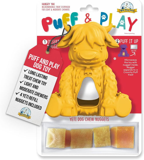 Yeti Puff and Play Dog Toy - Interactive Nuggets Treats Dispenser Puzzle for Light to Moderate Chewers